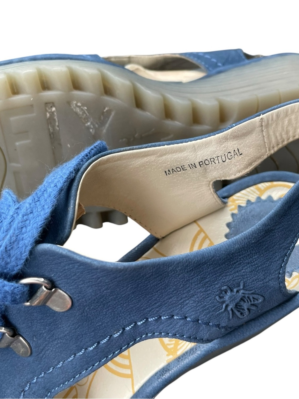 Fly London Ylva blue lace-up wedge slingback sandals in size 39 - Picture 6 of 11